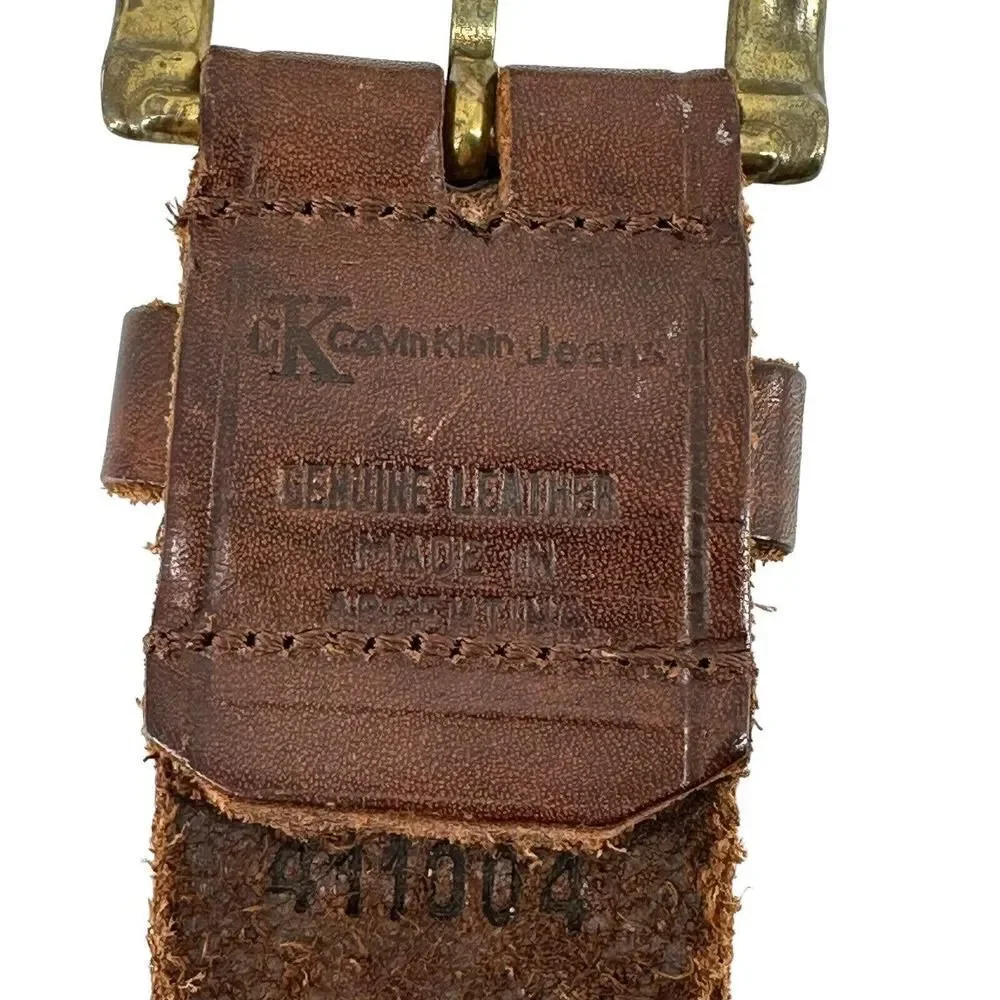 Calvin Klein Genuine Leather Belt Brown Woven Braided Womens Size S Classic Boho